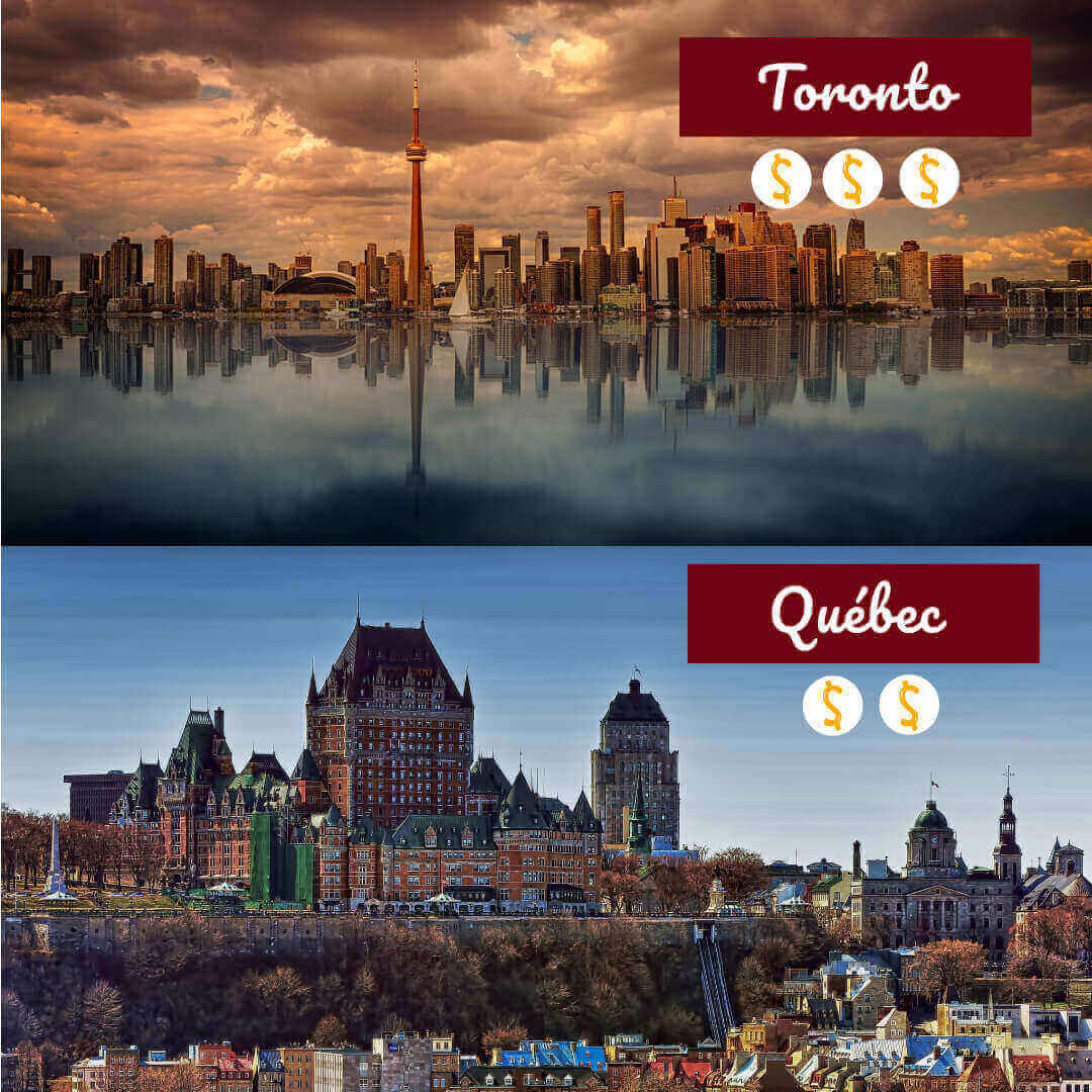 Vues sur la ville de Toronto et de Vancouver